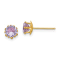 14k Madi K 5mm Round CZ February Birthstone Post Earrings