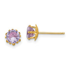 14k Madi K 5mm Round CZ February Birthstone Post Earrings