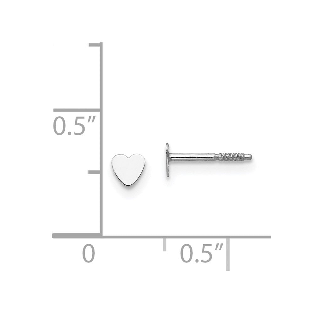 14k White Gold Madi K Tiny 4mm Heart Baby Screwback Post Earrings
