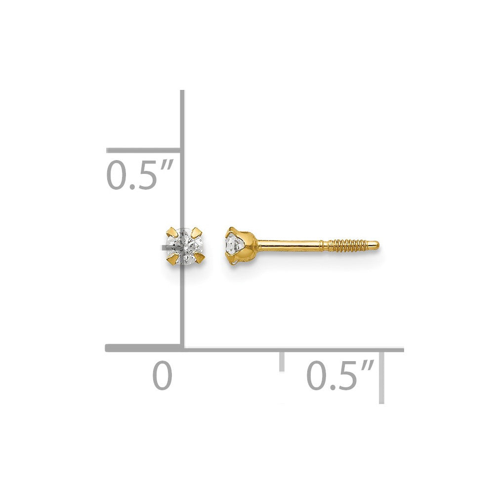 14k Madi K 2.25mm Round CZ Baby Screwback Post Earrings