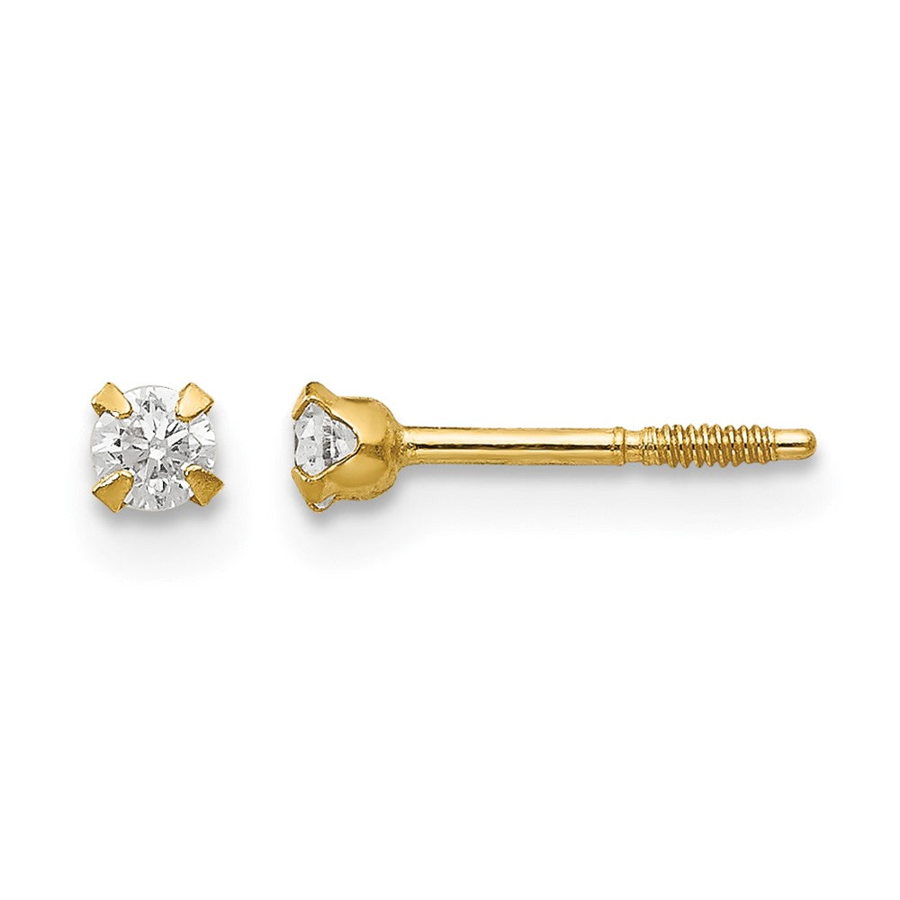 14k Madi K 2.25mm Round CZ Baby Screwback Post Earrings