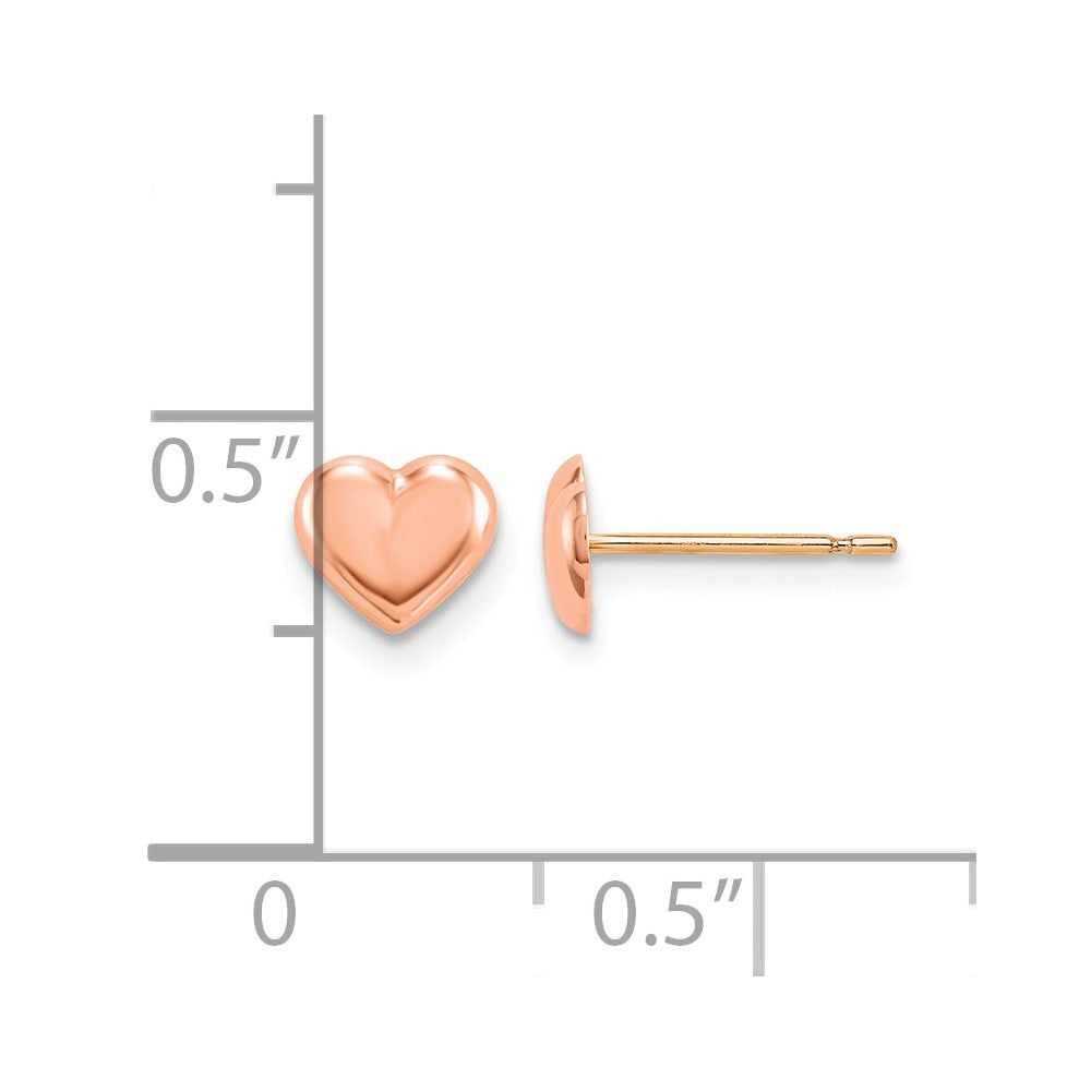 14k Rose Gold Madi K 6.00mm Heart Childrens Post Earrings