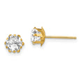 14k Madi K 5mm Round CZ April Birthstone Post Earrings