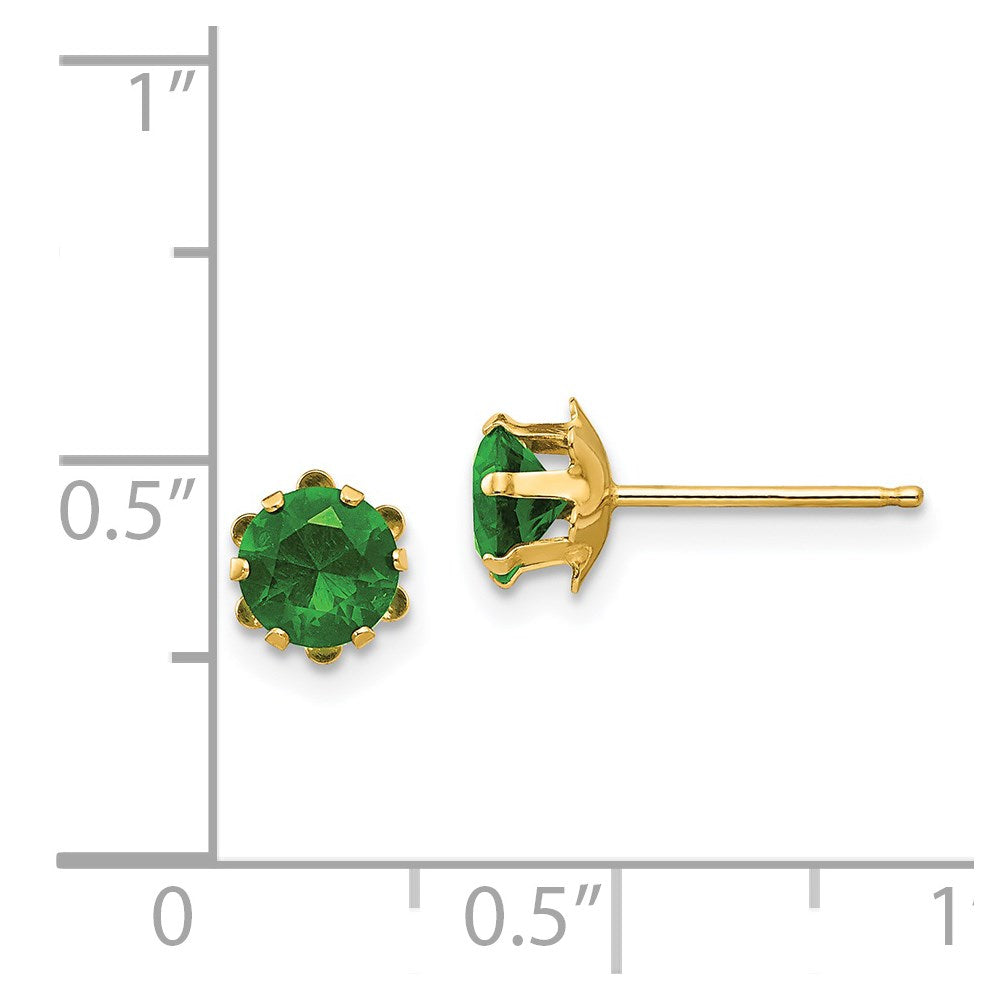 14k Madi K 5mm Round CZ May Birthstone Post Earrings