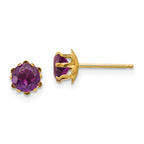 14k Madi K 5mm Round CZ June Birthstone Post Earrings