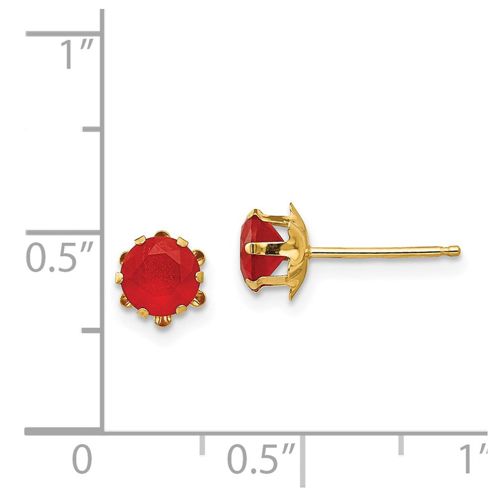 14k Madi K 5mm Round CZ July Birthstone Post Earrings
