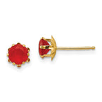 14k Madi K 5mm Round CZ July Birthstone Post Earrings