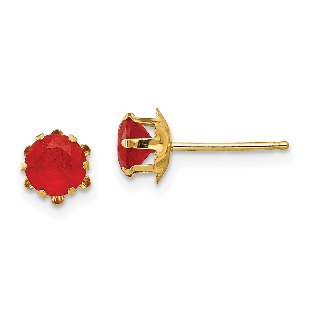 14k Madi K 5mm Round CZ July Birthstone Post Earrings