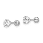 14k Madi K White Gold 5mm CZ and 4mm Ball Reversible Screwback Post Earrings