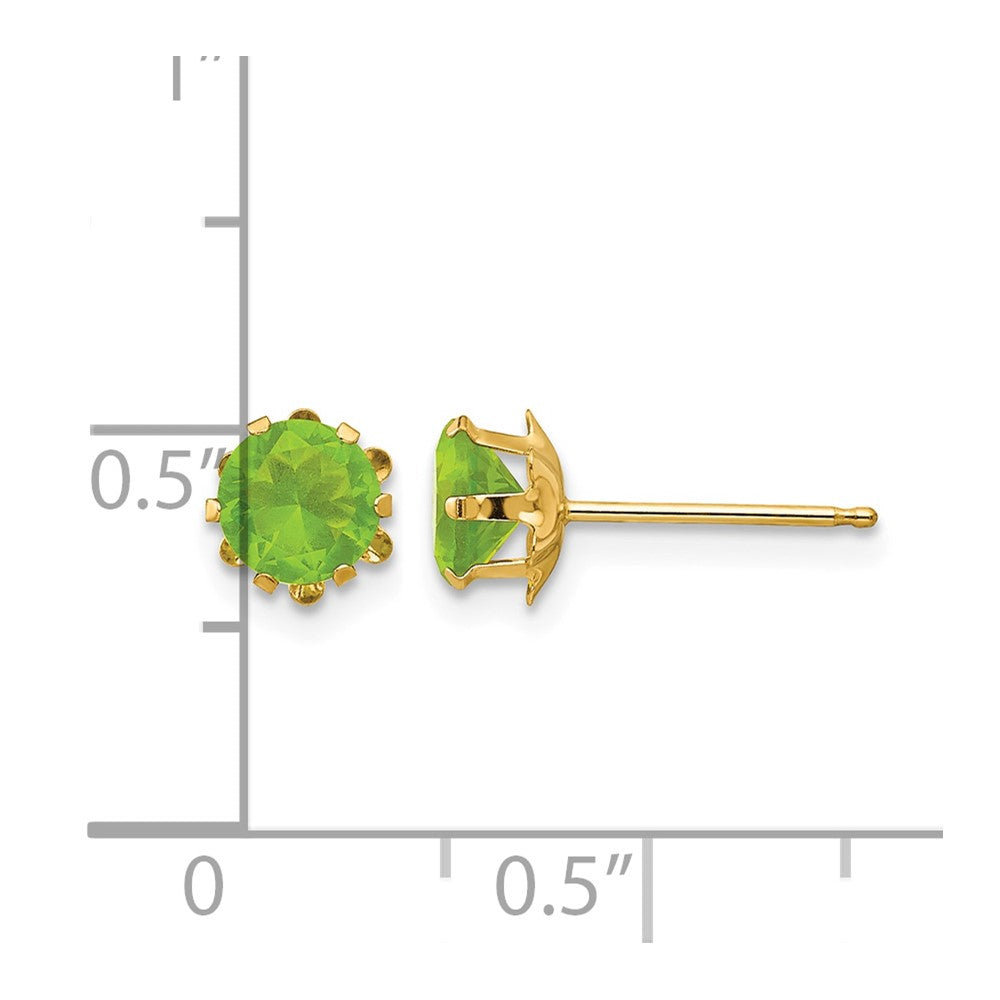 14k Madi K 5mm Round CZ August Birthstone Post Earrings