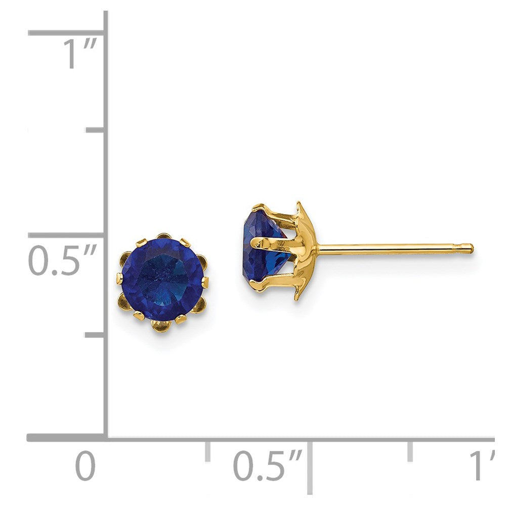 14k Madi K 5mm Round CZ September Birthstone Post Earrings