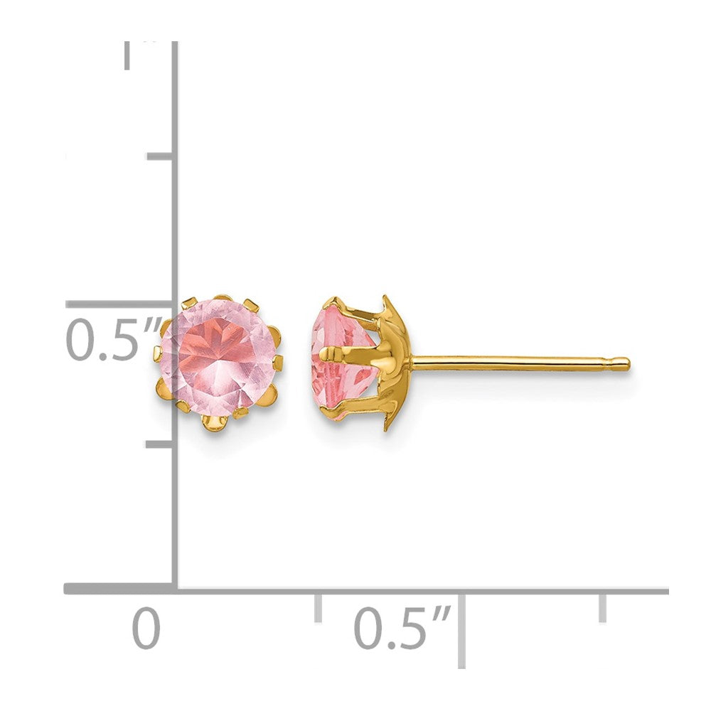 14k Madi K 5mm Round CZ October Birthstone Post Earrings