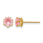 14k Madi K 5mm Round CZ October Birthstone Post Earrings