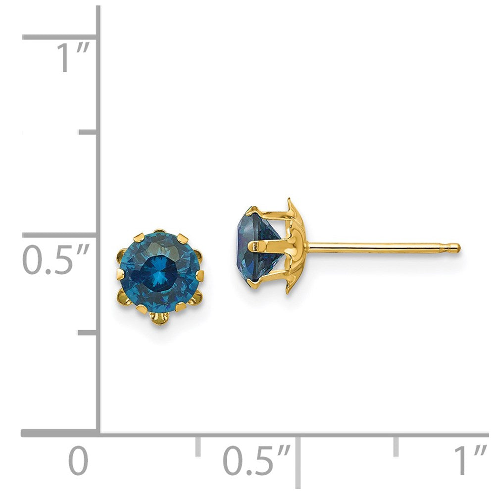 14k Madi K 5mm Round CZ December Birthstone Post Earrings