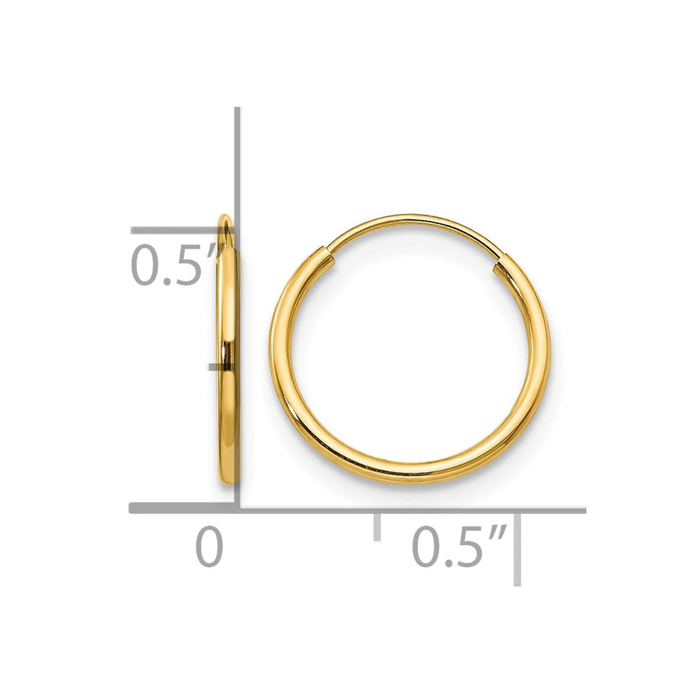 14k Madi K 1x12mm Endless Hoop Earrings