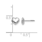 14k Madi K White Gold Small 6mm Puffed Heart Childrens Screwback Post Earrings