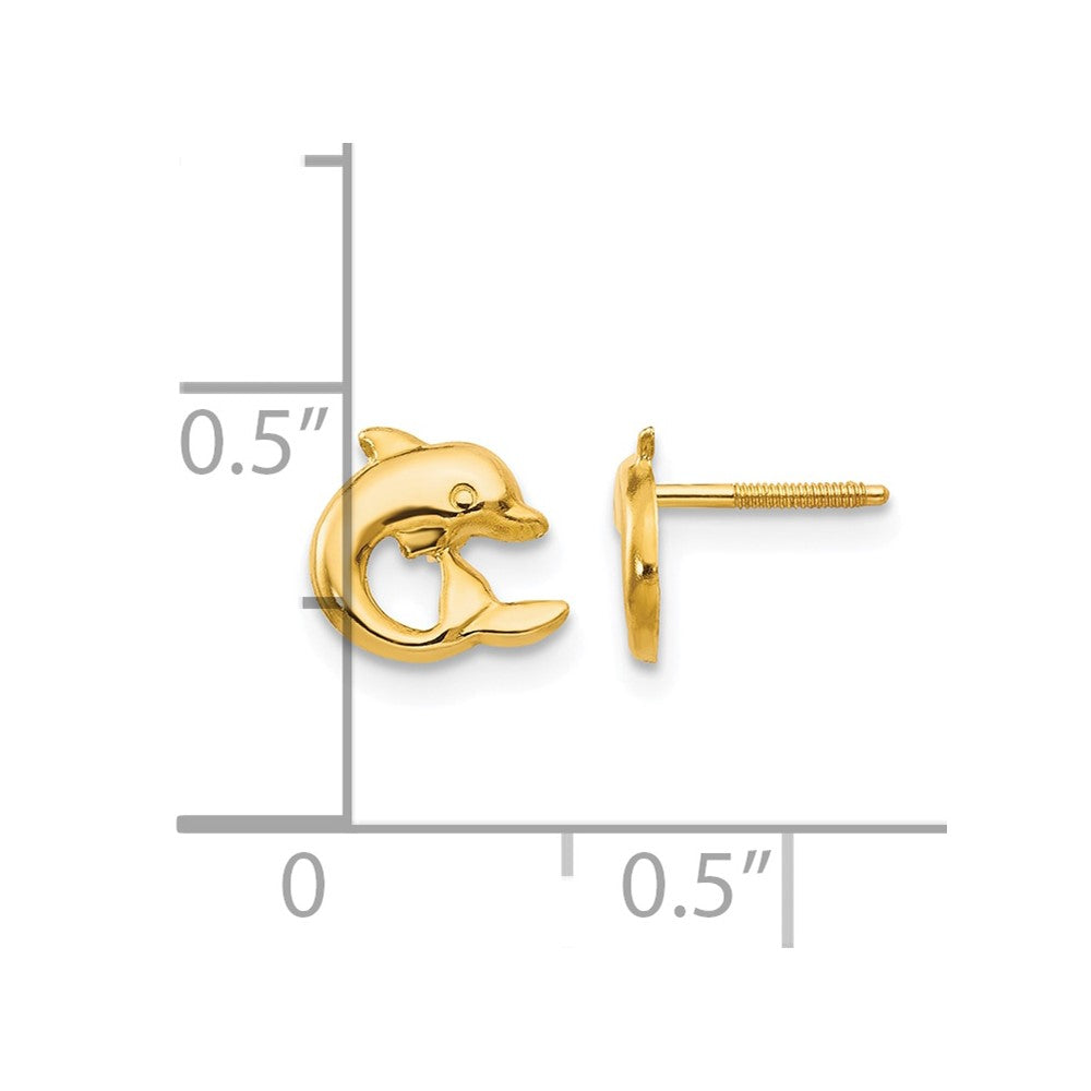 14k Madi K Dolphin Childrens Screwback Post Earrings