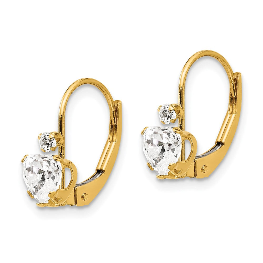 14k Madi K CZ Heart Childrens Leverback Earrings