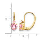 14k Madi K Pink CZ Heart Childrens Leverback Earrings