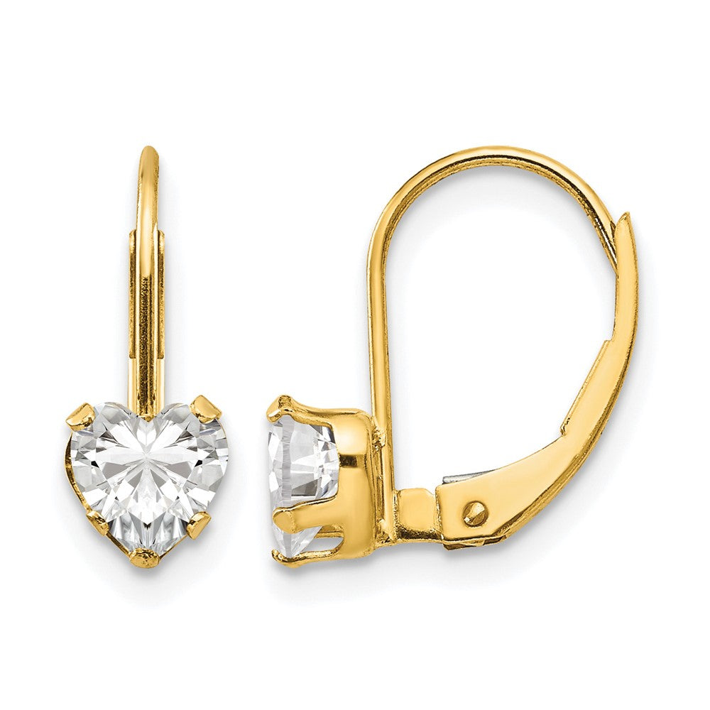 14k Madi K 5.00mm CZ Heart Childrens Leverback Earrings