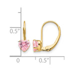 14k Madi K 5.00mm Pink CZ Heart Childrens Leverback Earrings
