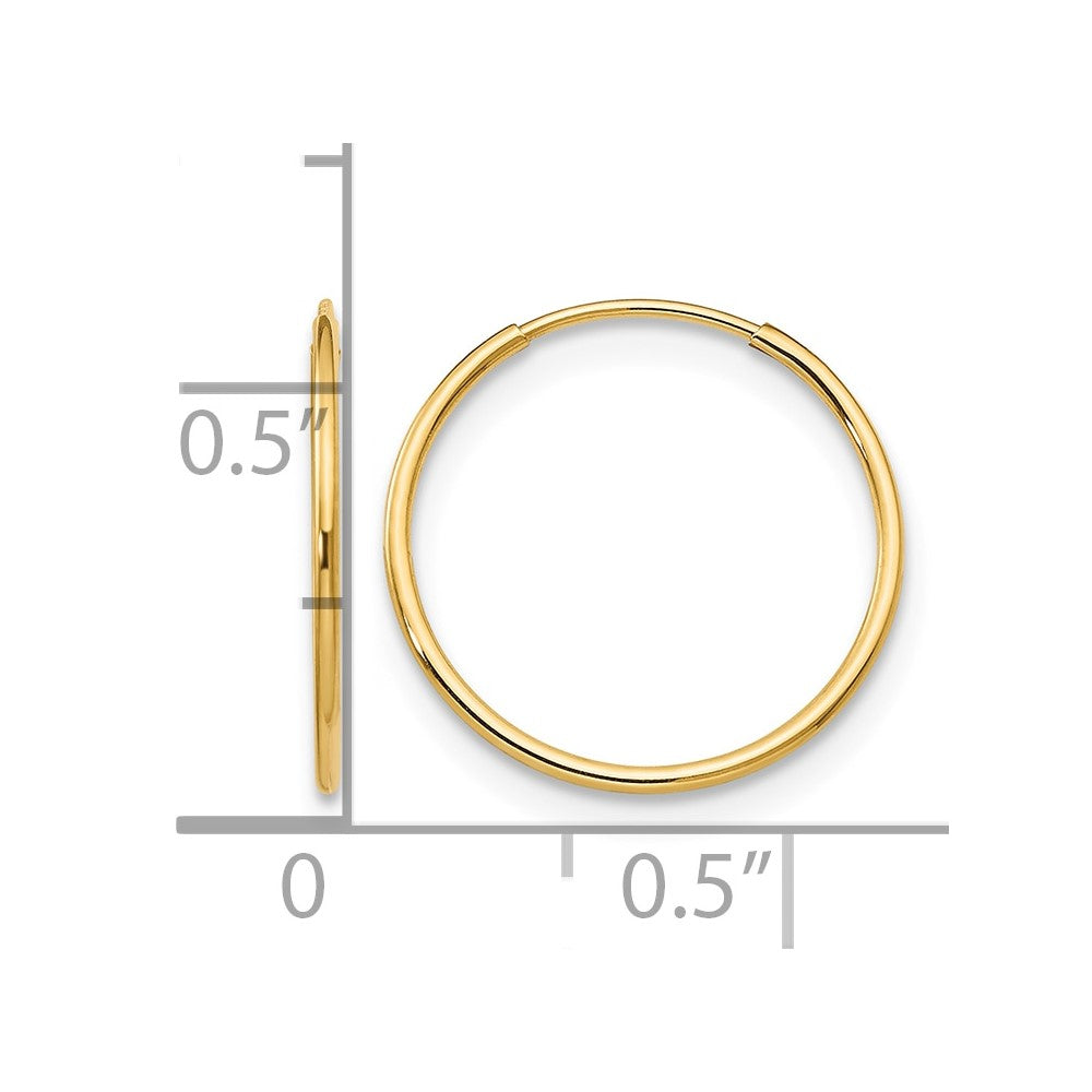 14k Madi K 1x14mm Endless Hoop Earrings
