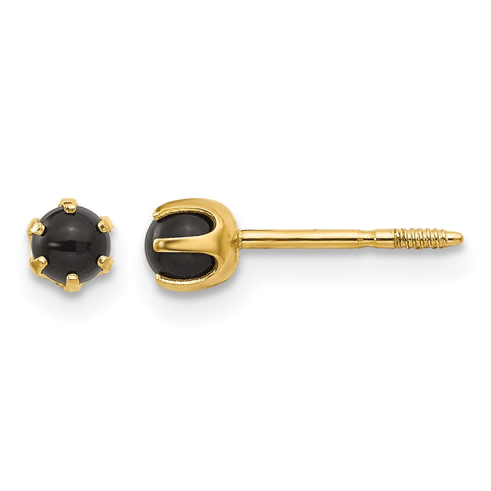 14k Madi K 3.00mm Onyx Post Earrings
