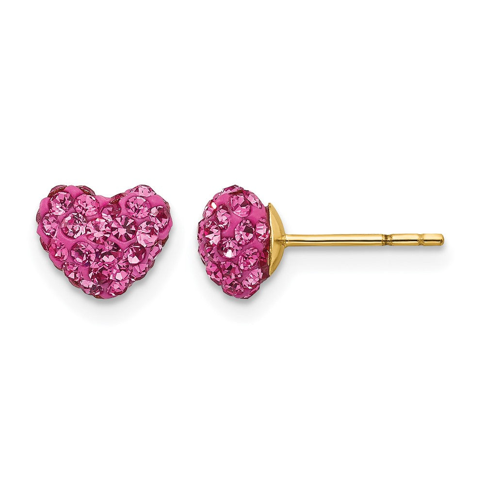 14k Madi K Multi Pink Crystal Heart Post Earrings