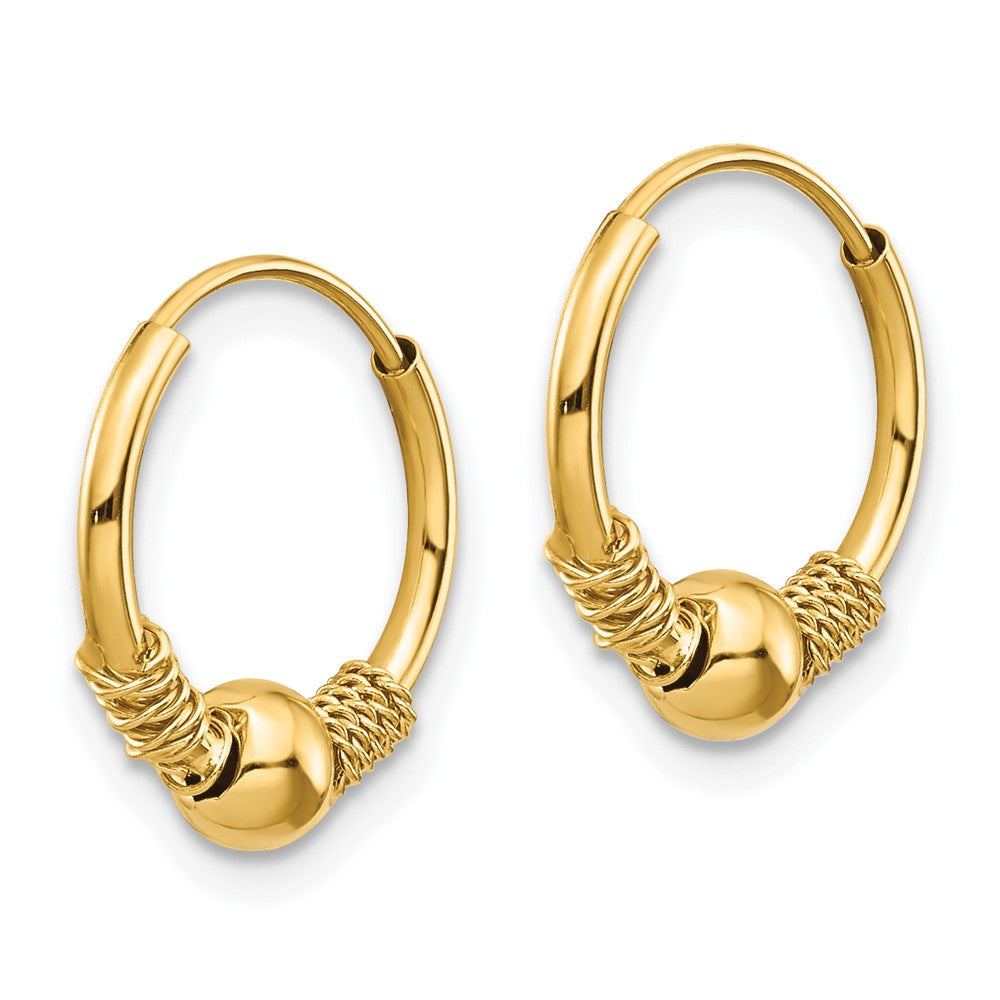 14k Madi K 10mm Endless Hoop with 4mm Bead Earrings