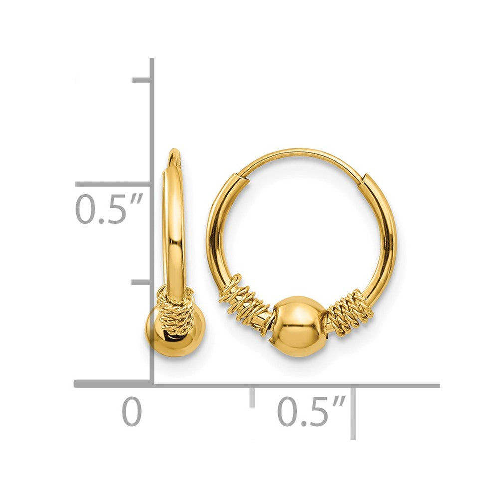 14k Madi K 10mm Endless Hoop with 4mm Bead Earrings