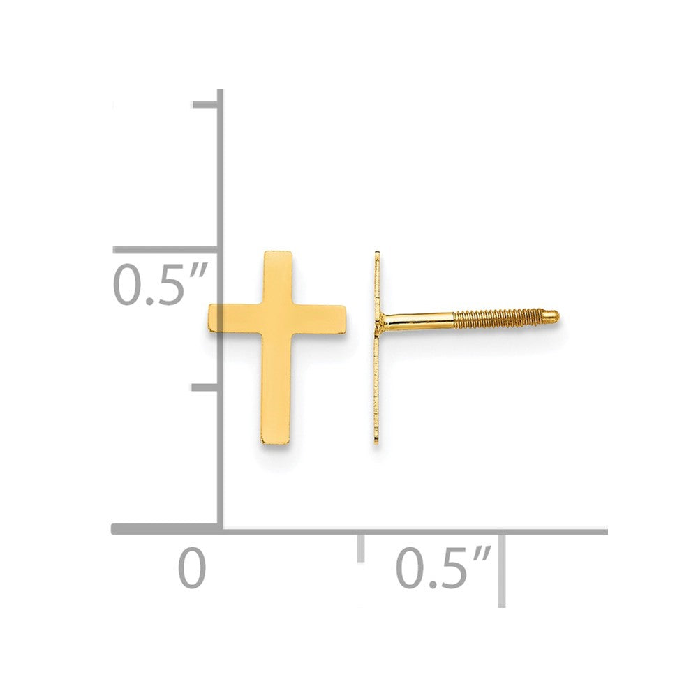 14k Madi K Cross Childrens Silicone Comfort Screwback Post Earrings