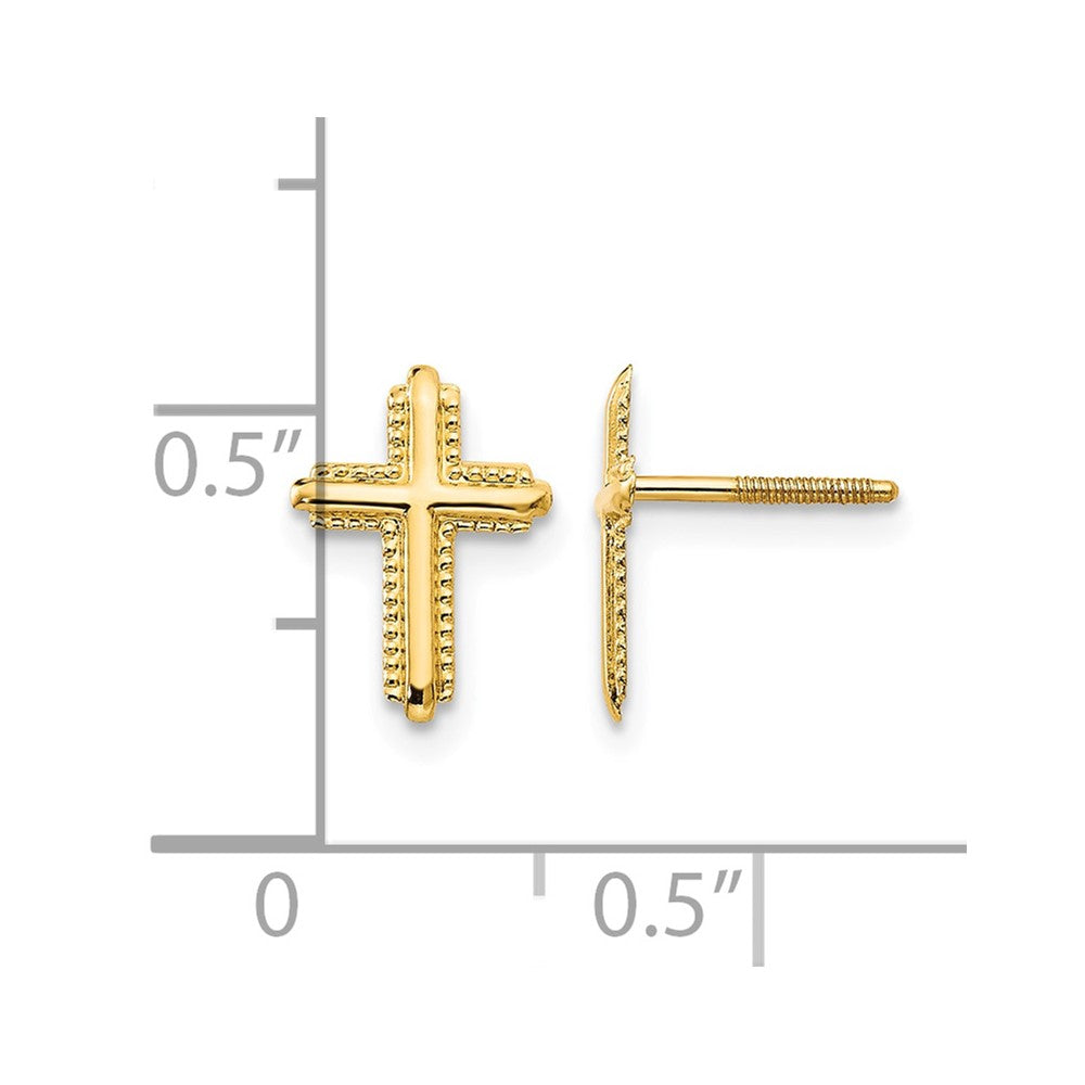 14k Madi K Cross Childrens Silicone Comfort Screwback Post Earrings