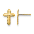 14k Madi K Cross Childrens Silicone Comfort Screwback Post Earrings