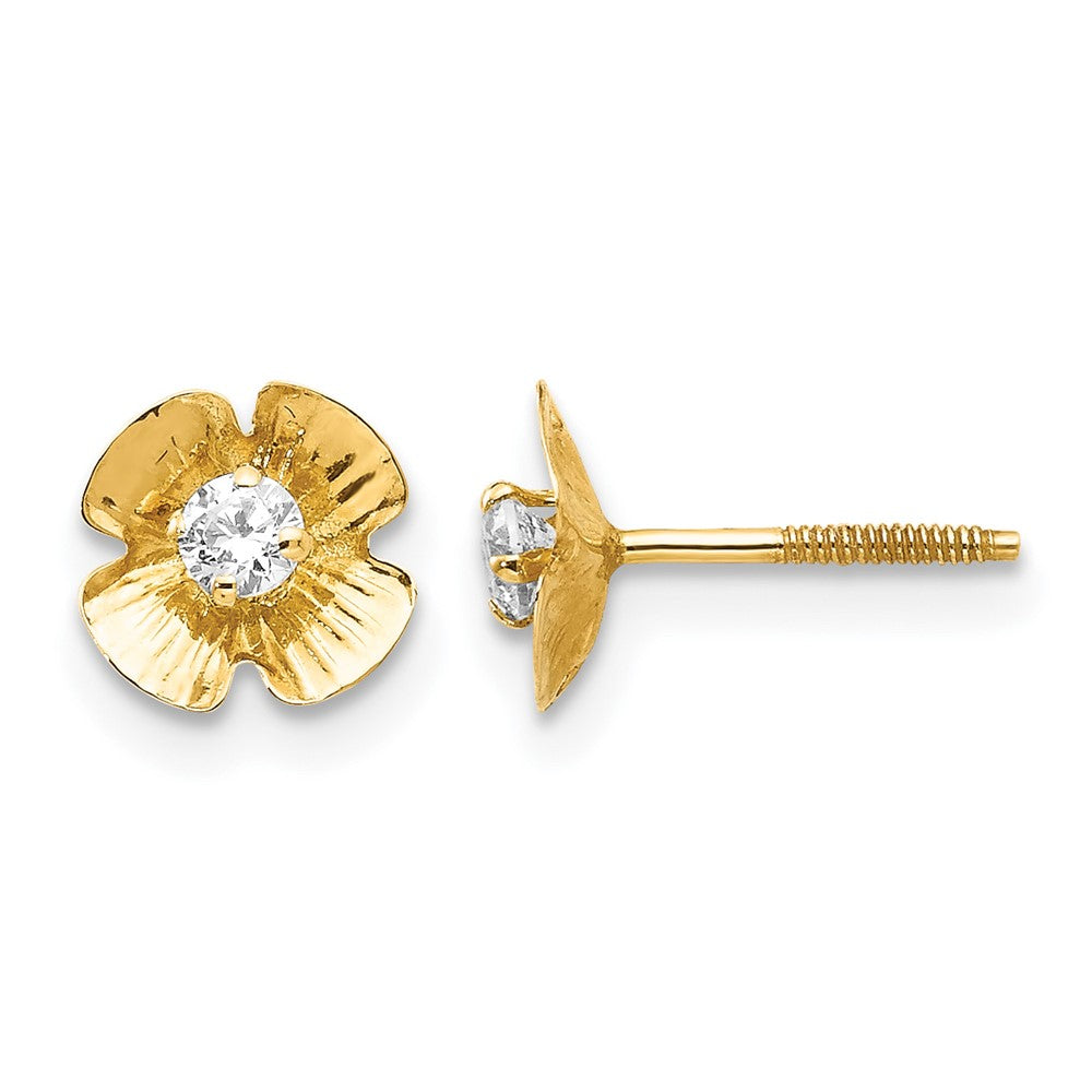 14k Madi K Flower 2.5mm CZ Childrens Post Earrings