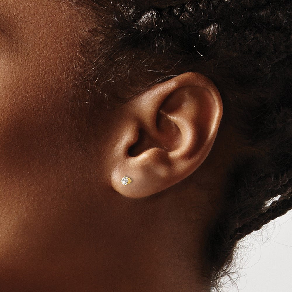 14k Madi K 3mm Round CZ Stud Post Earrings