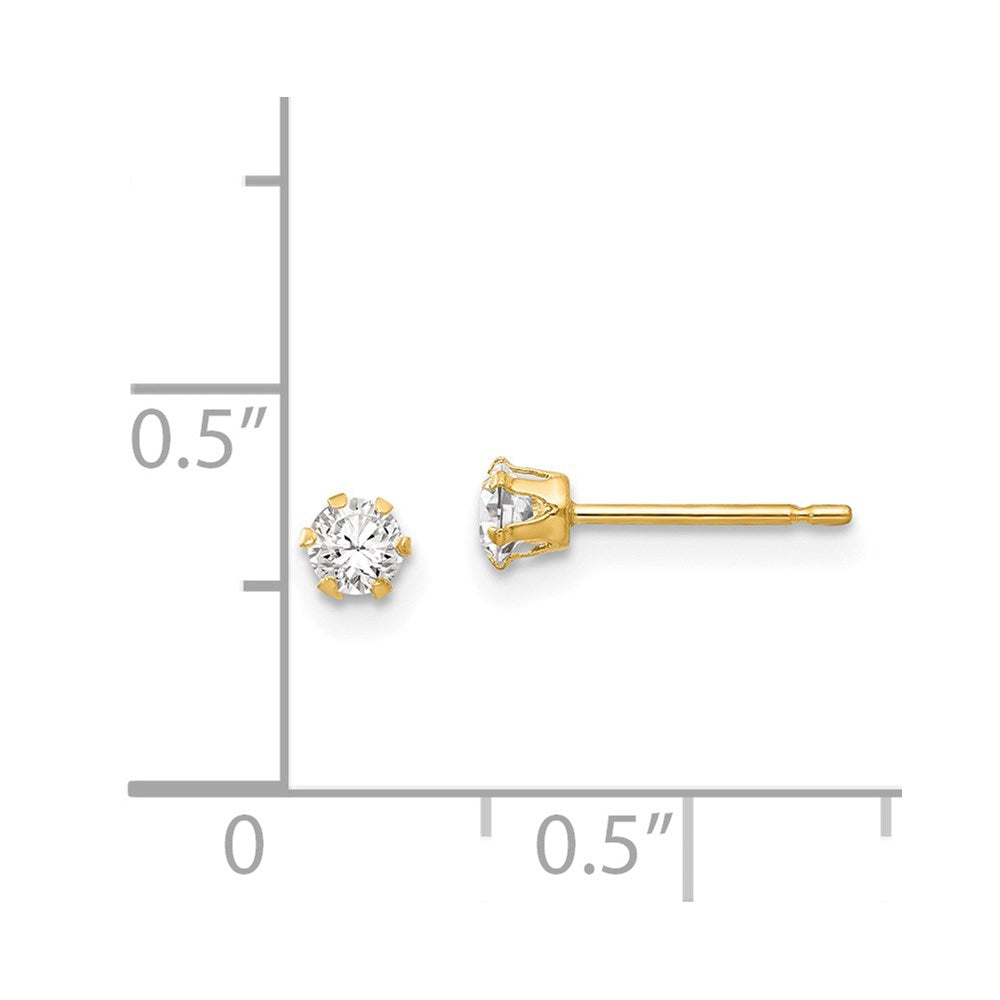 14k Madi K 3mm Round CZ Stud Post Earrings