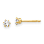 14k Madi K 3mm Round CZ Stud Post Earrings