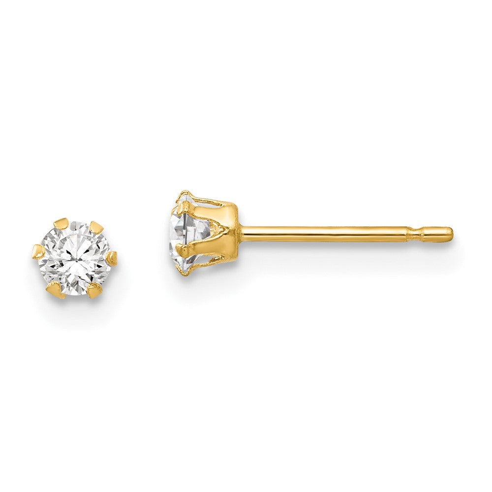 14k Madi K 3mm Round CZ Stud Post Earrings