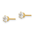 14k Madi K 4mm Round CZ Stud Post Earrings