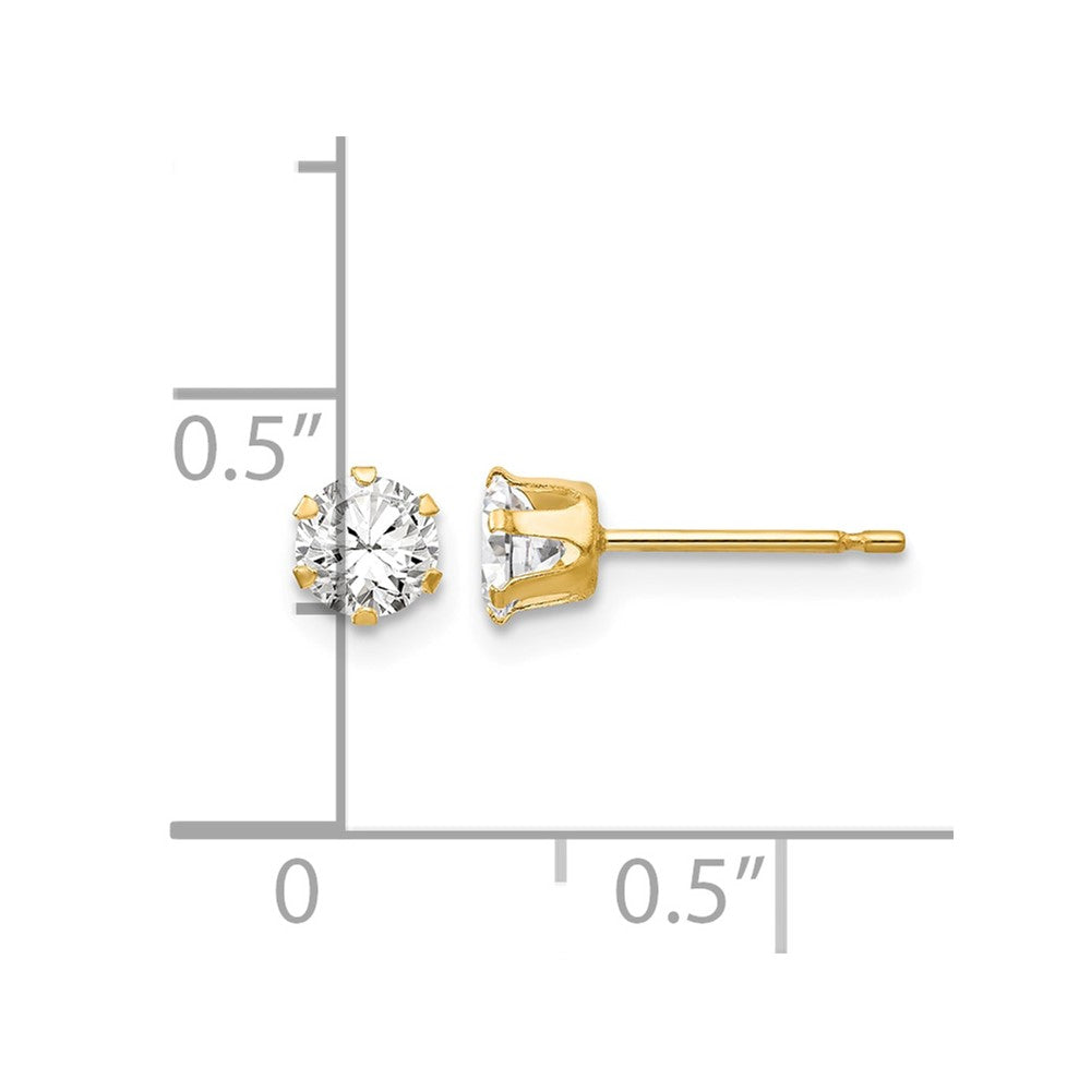 14k Madi K 4mm Round CZ Stud Post Earrings