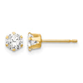 14k Madi K 4mm Round CZ Stud Post Earrings