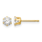 14k Madi K 4mm Round CZ Stud Post Earrings