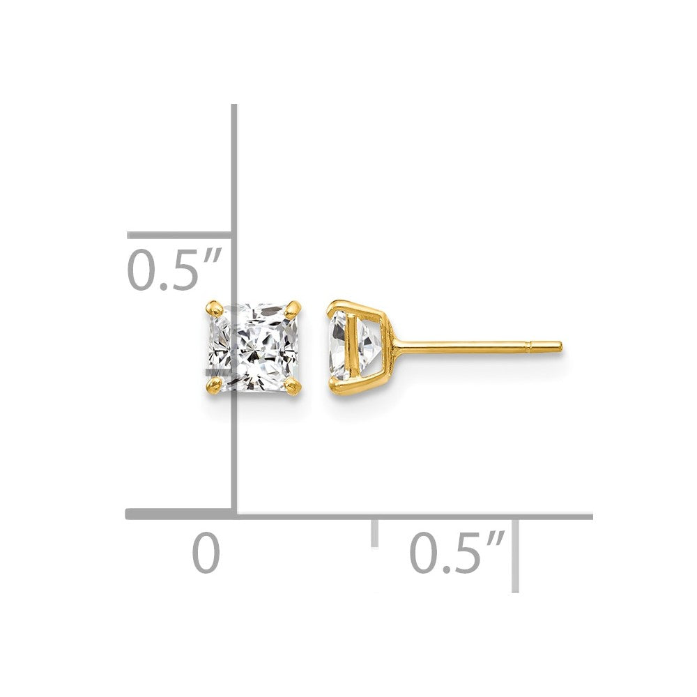 14k Madi K 4mm Square CZ Stud Post Earrings