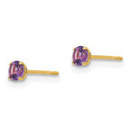 14k Madi K 3mm Round Amethyst Post Earrings