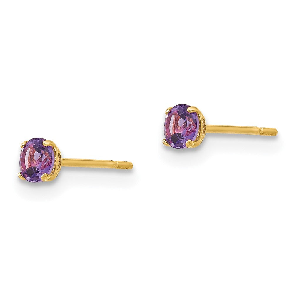 14k Madi K 3mm Round Amethyst Post Earrings