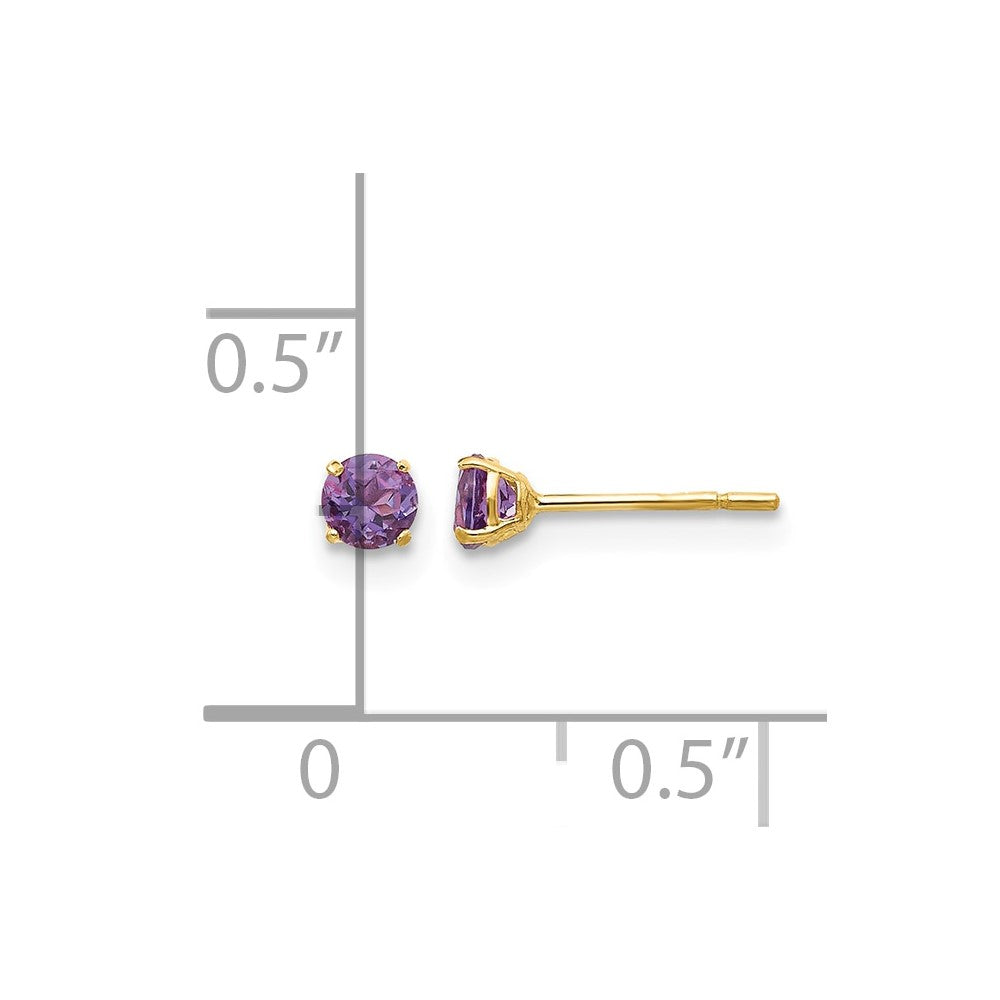 14k Madi K 3mm Round Amethyst Post Earrings
