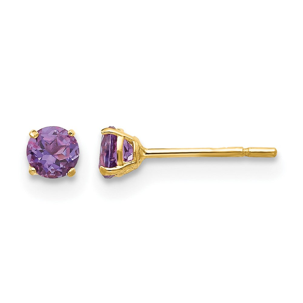 14k Madi K 3mm Round Amethyst Post Earrings