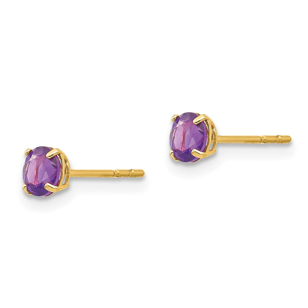 14k Madi K 4mm Round Amethyst Post Earrings