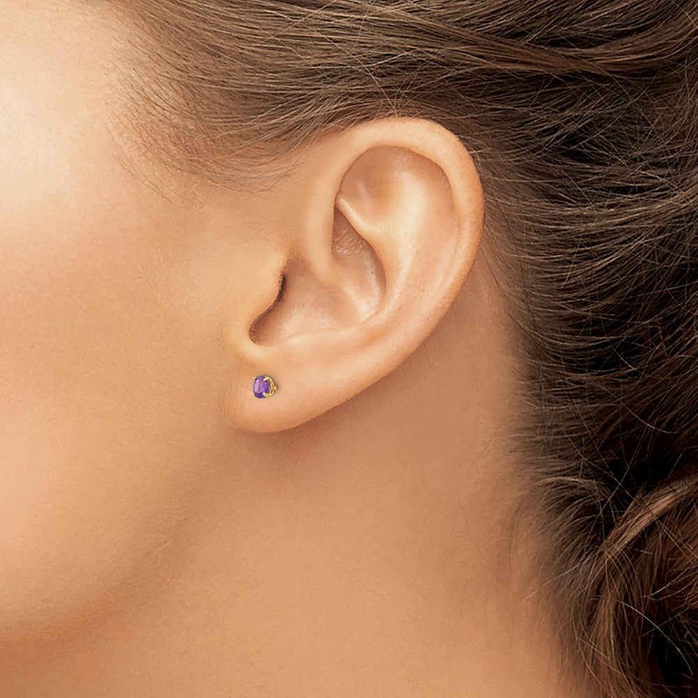 14k Madi K 4mm Round Amethyst Post Earrings