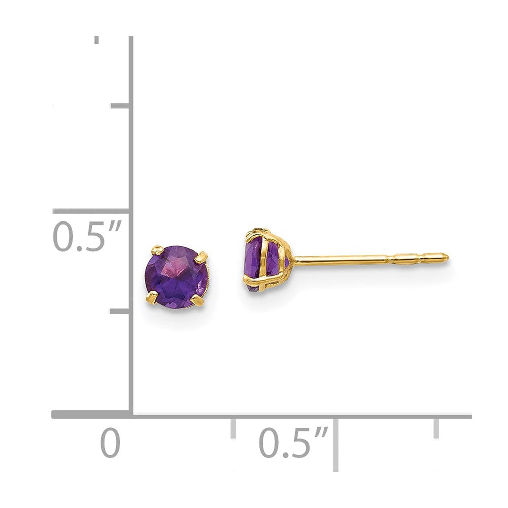 14k Madi K 4mm Round Amethyst Post Earrings